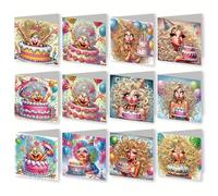 Kit de tarjetas de felicitación plegables para pintura de diamantes 5D, regalo de bendición de arte de diamantes, para manualidades de cumpleaños, Navidad, 16 cumpleaños