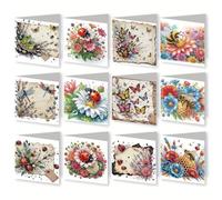 Kit de tarjetas de pintura de diamantes 5D, regalo de bendición de arte de diamante, juego de tarjetas de felicitación plegables para manualidades de cumpleaños, Navidad, 13 insectos