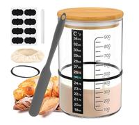 Kit de tarro de agria - Juego de fermentación para hornear con papel medidor de temperatura | Tarro de fermentación con ancha, rastreador de fechas de alimentación, termómetro, tapa de tela,
