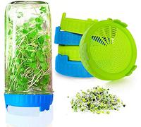 Kit de tarros de germinación de semillas, cuello ancho de 86 mm, tapa de plástico reutilizable de polipropileno de grado alimenticio, tarro de semillas para cultivar brócoli, alfalfa y brotes de soja,