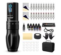 Kit de Tatuaje - Kit de Máquina de Tatuar con 7 Strokes 2.0-4.0mm Máquina de Tatuar Inalámbrica, Batería de Alimentación de 1600mAh, 20Pzs Agujas Tatuaje y 11 Color Tintas para Tatuadores