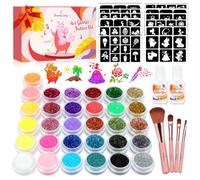 Kit de Tatuajes Temporales para Niñas, Tatuajes Niños, Regalo Niñas 3+ | Tatuajes Purpurina para Niños, con 31 Biologisch afbreekbare Glitter,165 Plantillas, 4 Pinceles, 2 Pegamentos, Regalos Niños