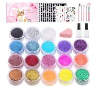 Kit de Tatuajes Temporales para Niños-18 Colores de Polvo de Brillantina, 115 Plantillas, 5 Pinceles-Tatuajes Impermeables para Niños para Fiestas,Cumpleaños, Día del Niño, Halloween y Navidad