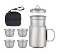 Kit de té de viaje - Juego de taza y tetera de cuatro piezas, diseño compacto de infusor, práctico vaso para interiores y exteriores, accesorio de preparación fácil de transportar | Consejos útiles