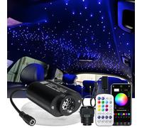 Kit de techo de estrella de fibra óptica mini RGBW de 6 W, 200 piezas de 0,75 mm x 2 m, fibras brillantes con sincronización de música, aplicación y control remoto, kit de forro de techo de luz de