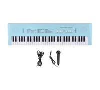 Kit De Teclado De Piano Teclado Electrónico De 61 Teclas, Instrumento Musical De Piano Con Micrófono Modo De Alimentación Dual Teclado De Piano Musical 6 Canciones(Blue)