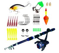 Kit de telescópico, bastón, caña de fundir, Carrete portátil, Equipo de Agua Dulce y Salada para lubina, Trucha, salmón, Kayak, río, Orilla, Camping, Equipo de al Aire Libre