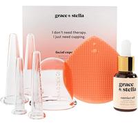 Kit de terapia de ventosas faciales con cepillo de limpieza de silicona y aceite de jojoba, totalmente natural, mejora el tono de la piel, aumenta la producción de colágeno (juego de 7 piezas)