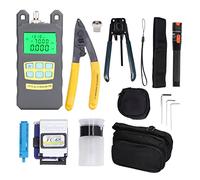 Kit de Terminación de Fibra de 15 Piezas Conjunto de Medidor de Potencia óptica Herramienta de Fibra óptica Accesorio 3 en 1 Cuchilla de Fibra óptica Interfaz de 2,5 Mm Kit óptico OPM VFL FTTH