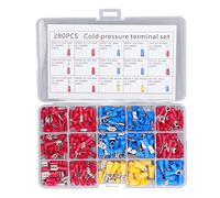 Kit de Terminales A Prensa Fría, 280 Piezas con Núcleo de Latón y Vaina Aislante, Alta Conductividad para Automóvil y Barco - Amplia Aplicación, Material Resistente, Uso