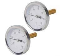 Kit de termómetro bimetálico de 2 piezas con caja de acero inoxidable y funda de latón para lectura de temperatura del aire de aceite de agua en dispositivos de calefacción y cocina