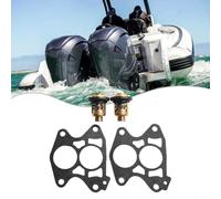 Kit de termostato fueraborda para YTR 6E5-12411-30-00 con junta 688-12414-A1-00, carcasa de metal, ajuste directo, unidad de control de temperatura del motor de barco, color plateado y negro