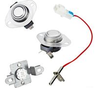 Kit de termostato para secadora Lg, pieza de repuesto compatible con Cde3379wn Dle0332w Dle0442g Series, incluyendo limitador de temperatura y termistor, construcción de metal plateado, configuración