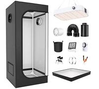 Kit de tienda de cultivo de 100 x 100 x 200 cm con luces LED regulables de 200 W, luz blanca de espectro completo, sistema completo de cultivo en interiores