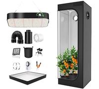 Kit de tienda de cultivo hidropónica con luz LED con material reflectante de Mylar, temporizador, higrómetro y ventana de observación para el crecimiento de plantas de interior