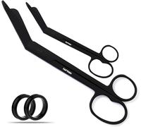 Kit de tijeras de primeros auxilios, juego de tijeras para estudiantes con anillo grande, tijeras de acero inoxidable J2 de 8,5 y 5,5 pulgadas (Negro)
