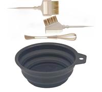Kit de tinte for el cabello profesional con cepillos y cuenco plegable silicona, herramientas estilismo for colorear en hogar, 4 Uds(Khaki)