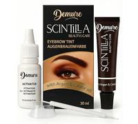 Kit de tinte para cejas Demure con revelador, más de 20 aplicaciones, efecto duradero de hasta 4 semanas, kit de tinte para cejas con aceite de argán y de ricino, kit de tinte todo en uno (1.0 Negro)