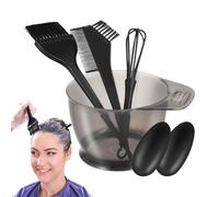 Kit de tinte para el cabello, kit de coloración de 5 piezas con peine aplicador y cuenco para mezclar, herramientas profesionales de salón, juego de teñido negro para teñir el cabello, belleza, estilo