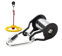 Kit de tirolina para niños, polea deslizante de acero, polea de tirolina de alta altitud, polea de carga fuerte con 5 rodillos, equipo de entrenamiento multifuncional para el hogar, parque, césped