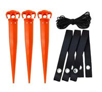 Kit de tocón de árbol de 12 pulgadas con anclaje de soporte para plantas para asegurar árboles jóvenes con clavos de plástico, correas perforadas y cuerda para estabilidad del viento y el suelo