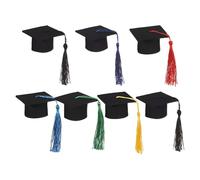 Kit de topper de sombrero de graduación, kit de decoraciones de sombrero de graduación, 7x Decoraciones de pastel de graduación con borlas, Photo Props, Miniatura para la ceremonia del diploma de jard