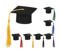 Kit de topper de sombrero de graduación, kit de decoraciones de sombrero de graduación - 7x Graduación de la cubierta de botella de cerveza con borlas,Sombrero en miniatura, accesorios fotográficos pa