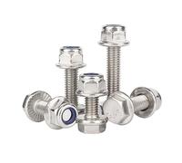 Kit de tornillos de cabeza hexagonal externa con brida M6 de acero inoxidable 304 y tuercas de nailon, 20 juegos de pernos hexagonales con brida dentada Tornillos de fijación(M6x25 (20 sets))