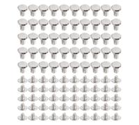 Kit de tornillos de remaches de acero inoxidable, sujetadores de cabeza redonda plana M4, 50 juegos para artesanía en cuero, encuadernación y proyectos de bricolaje