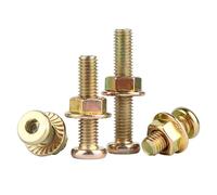 Kit de tornillos hexagonales de cabeza redonda y plana galvanizada y tuercas con reborde, pernos Allen galvanizados(M6*16 [50 sets])