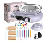 Kit de torno de cerámica eléctrico, mini máquina formadora de cerámica con herramientas de arcilla y plato giratorio desmontable para niños y principiantes, estudios de arte