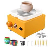 Kit De Torno De Cerámica Eléctrico Para Principiantes, Máquina De Hacer Cerámica De Escritorio Con Platos Giratorios De 10 Cm Y 6,5 Cm, Juego De Herramientas De Arcilla Para Manualidades yellow