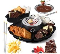 Kit de tostado de malvavisco - Fondue de chocolate con 5 accesorios, temperatura ajustable, cuenco de 340 ml, protección contra sobrecalentamiento, fácil de limpiar, ideal para fiestas infantiles