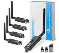 Kit de Transmisor y Receptor HDMI Inalámbrico Moman, 1 Transmisor + 4 Receptores, Entrada 4K a Salida HD 1080P para Video y Audio, 150 m Portátil Plug & Play para PC/Proyector/TV Box/Portátil