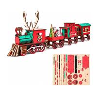 Kit de Tren de Madera navideño para armar en 3D con 4 vagones