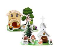 Kit de tridimensional para, caricaturizado Arquitectónico de dibujos animados tridimensional, Proyecto de artesanía de escenario Miniatura, actividad de interacción para niños, Edad p