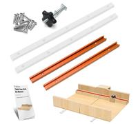 Kit de trineo de corte cruzado para caminos de sierra de mesa, kit de trineo de sierra de mesa Catcan con 2 pistas en T de aluminio, 2 barras de inglete UHMW, perilla y perno, tornillos para