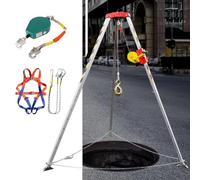 Kit de trípode de espacio reducido con cabrestante, soporte de protección de rescate de aluminio contra caídas para alcantarillas de túneles de pozo, cinturón de seguridad incluido