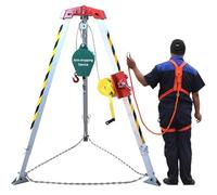 Kit de trípode de espacio reducido de 1800 libras con elevador, dispositivo de protección contra caídas y mecanismo de seguridad de autobloqueo, perfecto para rescate y soluciones de seguridad