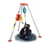 Kit de trípode de rescate portátil de aluminio para espacios reducidos, sistema de protección contra caídas con dispositivo de bloqueo automático, equipo de rescate de emergencia, cable de acero