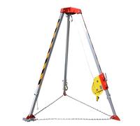 Kit de trípode para Espacios confinados de 1200 lbs con cabrestante Manual Dispositivo anticaídas Cable de Acero de 65 pies y Patas Ajustables para alcantarillas y Operaciones