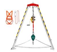 Kit de trípode para rescate en alcantarillas, aluminio resistente con cabrestante de 1200 lb, protección contra caídas, trípode para espacios confinados, capacidad de 1800 lb para operaciones de seg