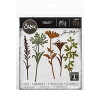 Kit de troqueles thinlits - SIZZIX - Tallos de flores silvestres N2 - 5 piezas - Corte preciso - Scrapbooking