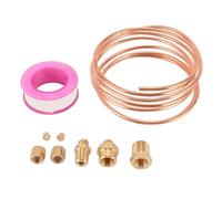 Kit de tubería para manómetro de presión de aceite de 72 pulgadas, tubo de latón con accesorios NPT de 1/8 y 1/4 de pulgada, línea de instalación universal para manómetros