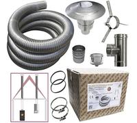 Kit de tubo de acero inoxidable 316, flexible, 5 m, diámetro 80 mm, interior liso según la norma CE EN 1856-2, conducto de humos