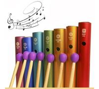 Kit de Tubos Wah de Aluminio，7pcs Instrumento Percusión Mano，Martillo，512/576/640/684/768/864/960Hz，Meditación Curación Sonora Relajación