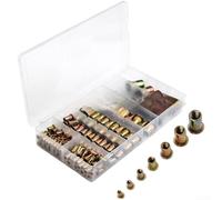 Kit de tuercas de remache 165 piezas de acero al carbono chapado en zinc M3-M12 insertos roscados para reparación de metales, montaje de muebles automotrices, tuercas ciegas de cabeza plana surtido