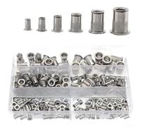Kit de tuercas de remache de acero inoxidable 304 para M3 M5 M6 M8 para M10 plano para cabeza ranurada inserto surtido con caja de herramientas de instalación para aplicaciones de reparación
