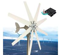 Kit de turbina eólica de 12 000 W, 12 V/24 V/48 V con 8 aspas y Controlador. Ideal para Uso marítimo, autocaravanas y hogar.
