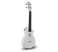 Kit de Ukelele de Fibra de Carbono de 25 Pulgadas y 4 Cuerdas con Clavos Traseros para Montar la Correa para Principiantes, Profesionales, Adultos y Niños para Jugar (WHITE)